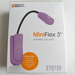 Mighty Bright MiniFlex 3 Purple Portable LED Clip On Book Light MB-42533 NEW